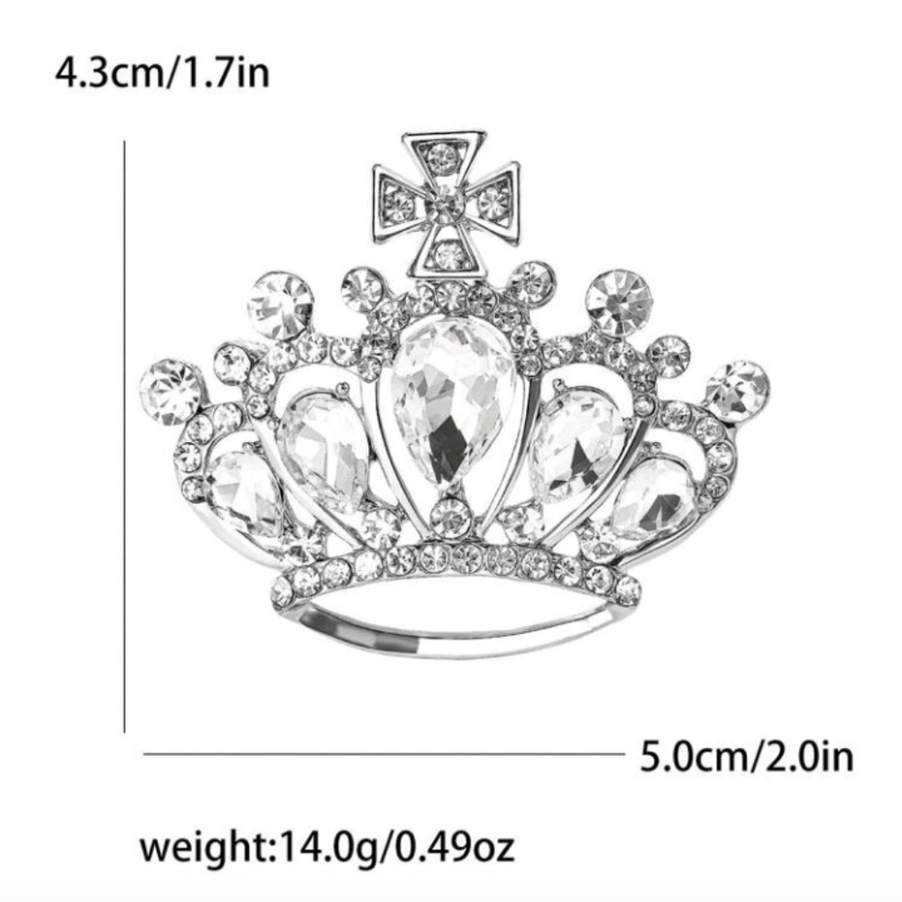 Shimmering Silver Vintage Crown Brooch Pin